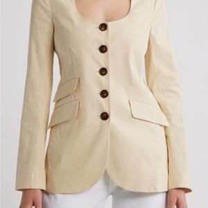 rag & bone Cream Scoop-Neck Blazer with Button Front NWT